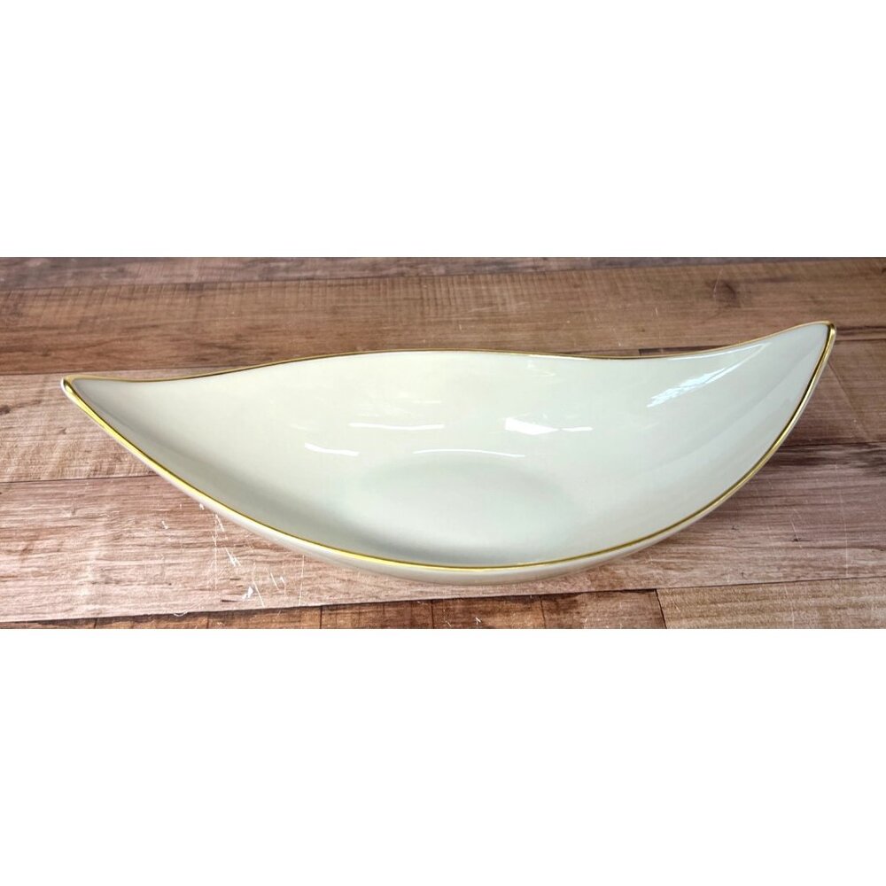 Lenox Ivory Gold Trim Decorative Ceramic Leaf Dish